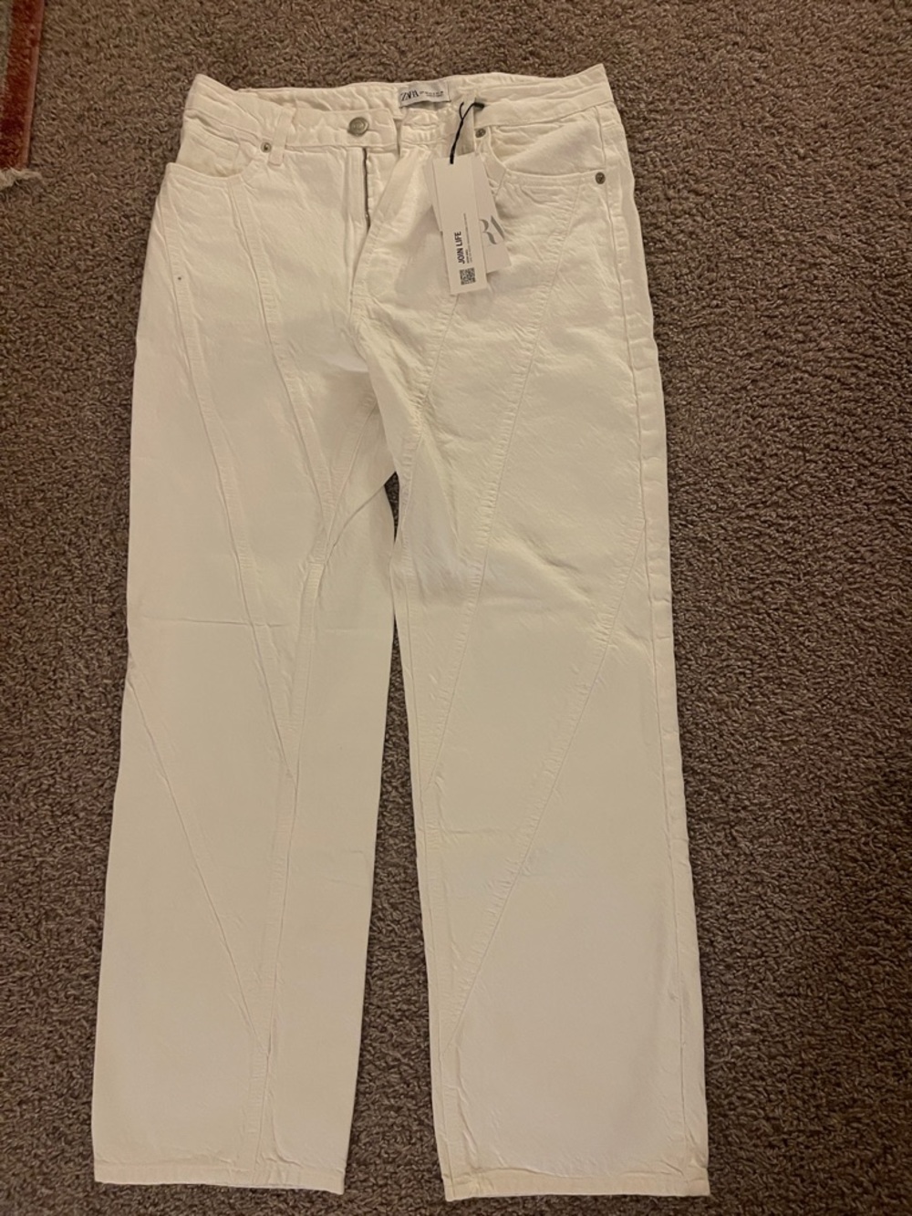 Zara Women’s Straight-Leg White Jeans